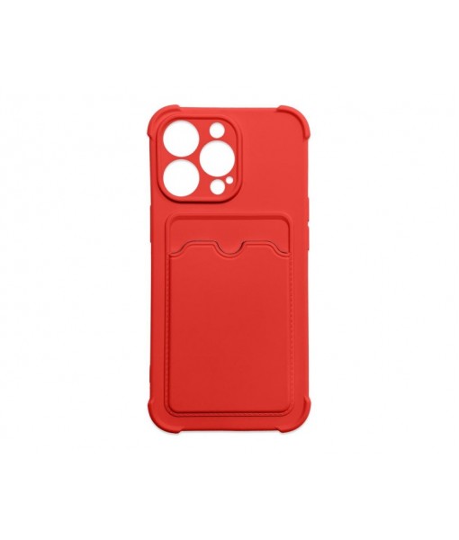 Husa Premium, iPhone 13 Cu Protectie Camera, Colturi Intarite, Suport Card, Rosu